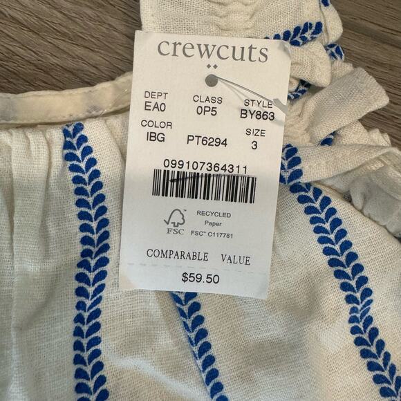 J.Crew CrewCuts Linen Blend Set Ruffle Strap Top & Tie Waist Pant Greece Set 3 - Picture 5 of 8